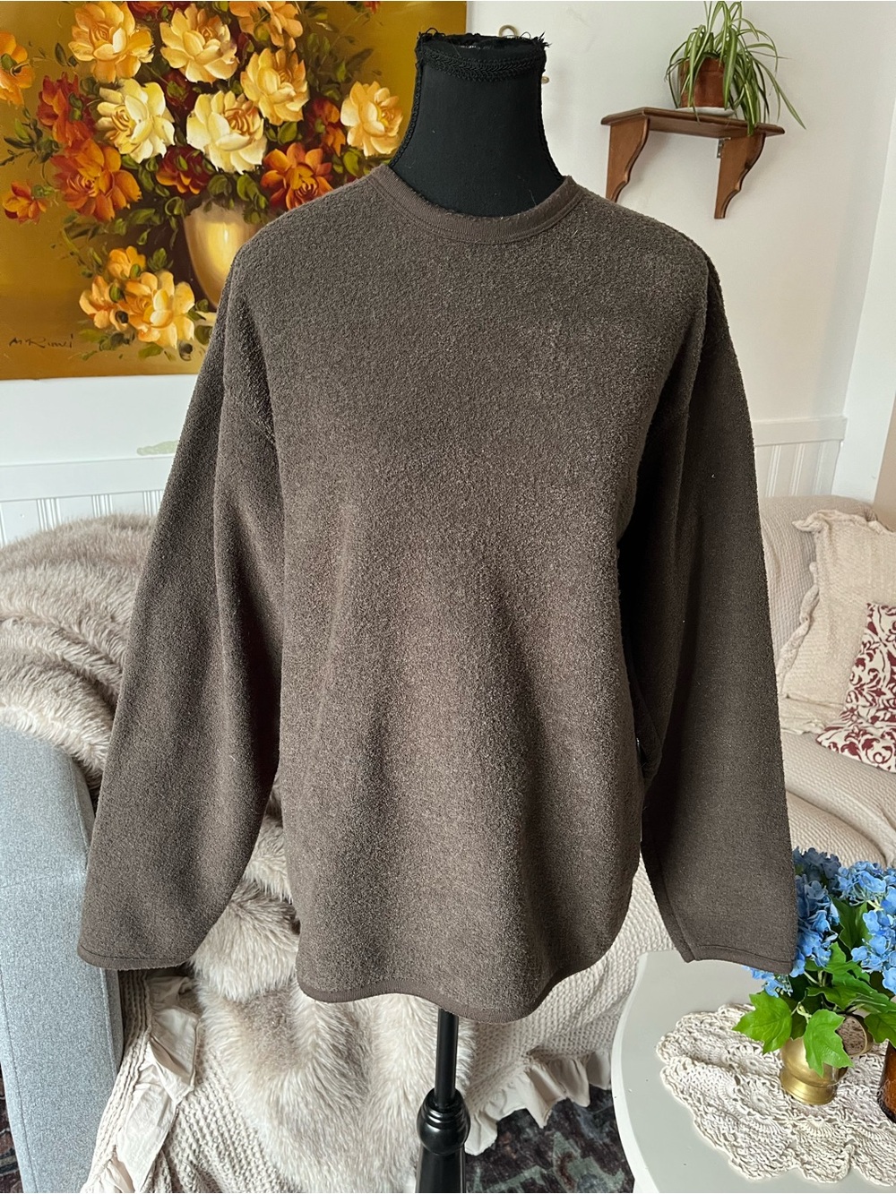 Men’s Windriver Classic Cozy Crewneck Sweater - Brown like new Size Small - Picture 2 of 9